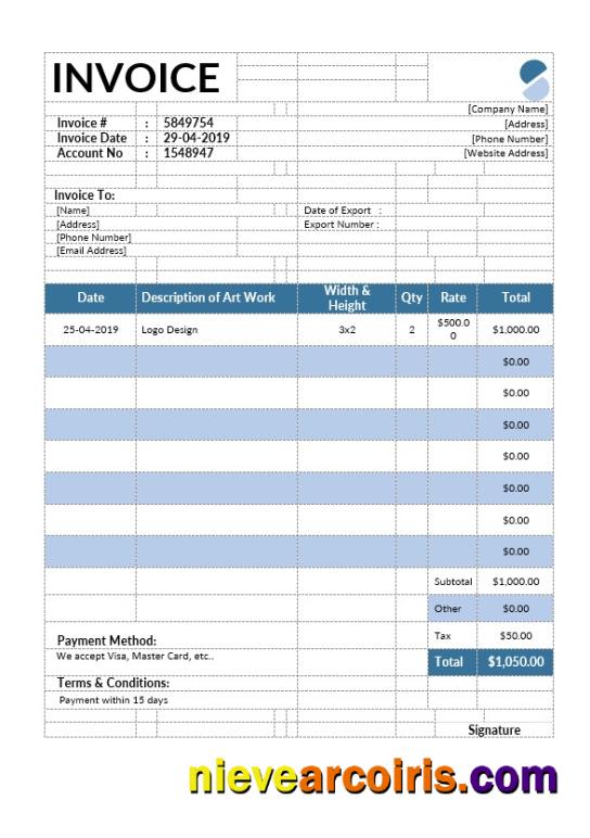 Artist Invoice